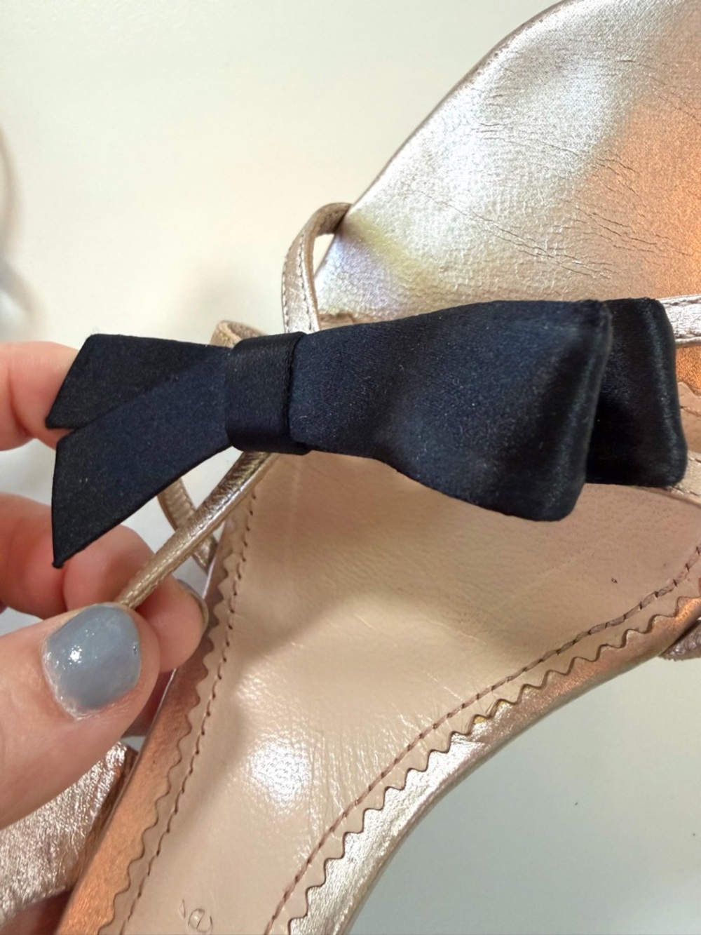 Chloé Rose Gold Leather Bow Slingback Heels 37.5 Italy - Picture 9 of 17